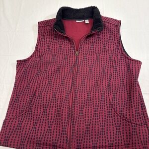 Jacket‎ Vest WOMENS XL P  Purple Black Geometric Full Zip  CROFT AND BARROW
